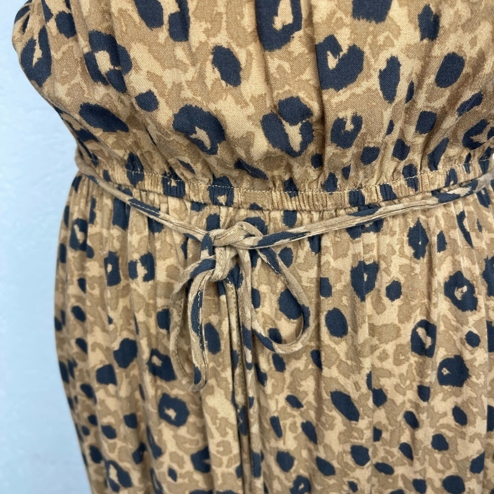 Ava&Viv Animal Print Halter Tie Waist Midi Sundress Boho Tiered Flowy Resort Lg - Picture 8 of 13